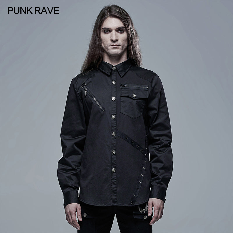 WY-1338 Punk Plaid Spliced Shirt?-??Punk Rave Clothing