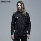 WY-1342CCM Goth Spliced Shirt?-??Punk Rave Clothing