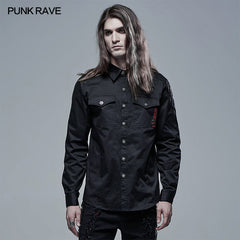 WY-1342CCM Goth Spliced Shirt?-??Punk Rave Clothing