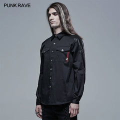 WY-1342CCM Goth Spliced Shirt?-??Punk Rave Clothing