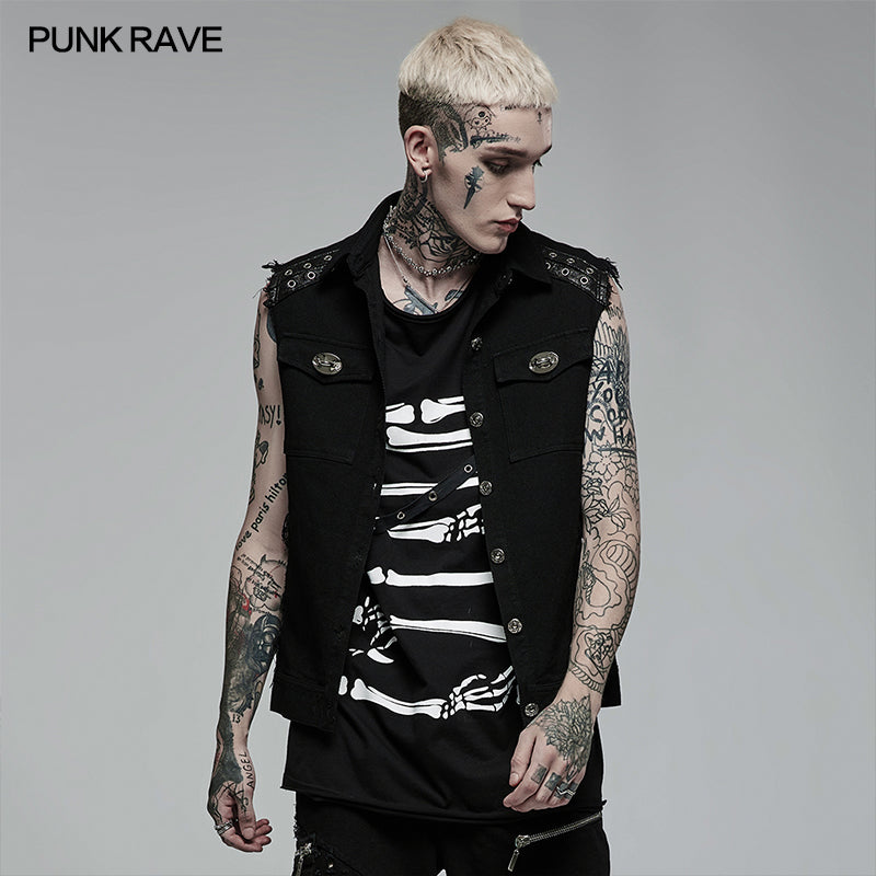 WY-1361MJM Punk Daily Wear Simple Vest?-??Punk Rave Clothing