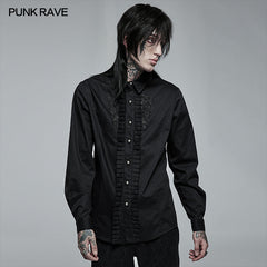 WY-1363CCM Goth Applique Long Sleeve Shirt?-??Punk Rave Clothing