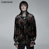 WY-1364CCM Goth Printed Velvet Long Sleeve T-shirt?-??Punk Rave Clothing