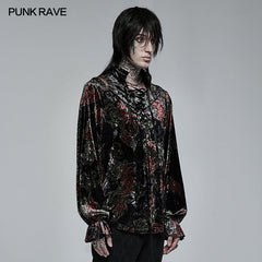 WY-1364CCM Goth Printed Velvet Long Sleeve T-shirt?-??Punk Rave Clothing