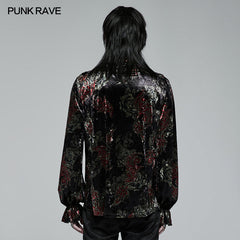 WY-1364CCM Goth Printed Velvet Long Sleeve T-shirt?-??Punk Rave Clothing