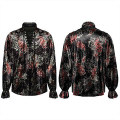 WY-1364CCM Goth Printed Velvet Long Sleeve T-shirt?-??Punk Rave Clothing