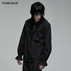 WY-1367XCM Goth Skeleton Embroidered Shirt?-??Punk Rave Clothing