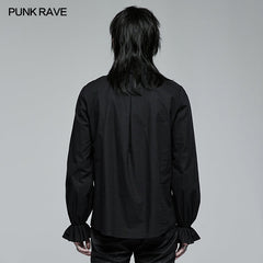 WY-1367XCM Goth Skeleton Embroidered Shirt?-??Punk Rave Clothing