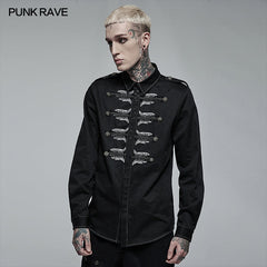 WY-1368XCM Punk personalized skull Embroidery Shirt?-??Punk Rave Clothing