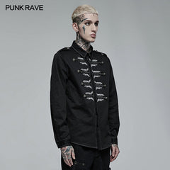WY-1368XCM Punk personalized skull Embroidery Shirt?-??Punk Rave Clothing