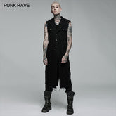 WY-1369MJM Punk old medium length vest?-??Punk Rave Clothing