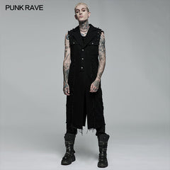 WY-1369MJM Punk old medium length vest?-??Punk Rave Clothing
