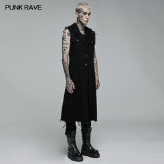 WY-1369MJM Punk old medium length vest?-??Punk Rave Clothing
