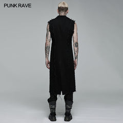WY-1369MJM Punk old medium length vest?-??Punk Rave Clothing