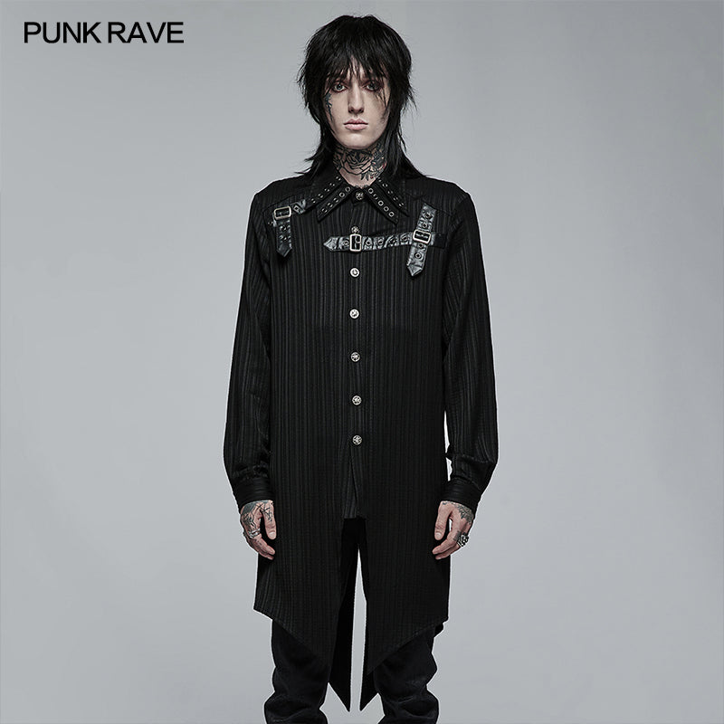 WY-1370XCM Goth medium length dovetail shirt?-??Punk Rave Clothing