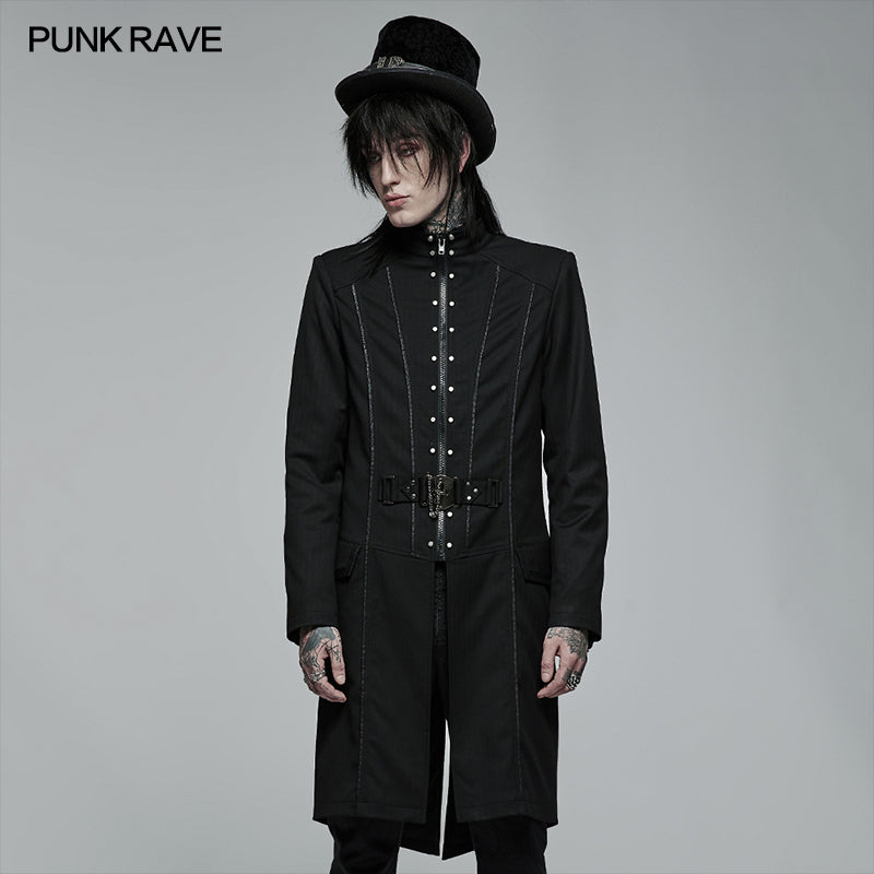 WY-1371XCM Goth handsome medium length embroidered jacket?-??Punk Rave Clothing