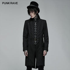 WY-1371XCM Goth handsome medium length embroidered jacket?-??Punk Rave Clothing