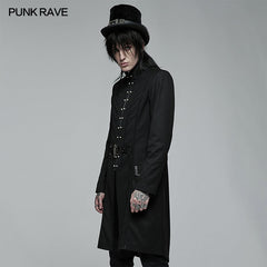WY-1371XCM Goth handsome medium length embroidered jacket?-??Punk Rave Clothing