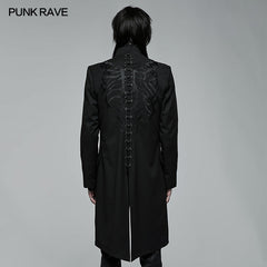 WY-1371XCM Goth handsome medium length embroidered jacket?-??Punk Rave Clothing