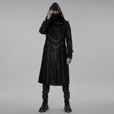 WY-1410DQM Mystic Chains Gothic Hooded Punk Coat with Buckle Details?-??Punk Rave Clothing
