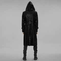 WY-1410DQM Mystic Chains Gothic Hooded Punk Coat with Buckle Details?-??Punk Rave Clothing