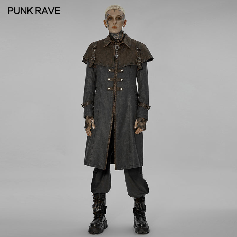 WY-1412XCM Punk Rave Gothic Coat Steampunk Long Trench with Harness Details?-??Punk Rave Clothing