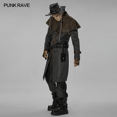 WY-1412XCM Punk Rave Gothic Coat Steampunk Long Trench with Harness Details?-??Punk Rave Clothing