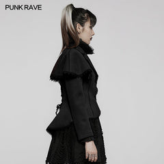 WY-1413EDF Goth faux wool jacket?-??Punk Rave Clothing