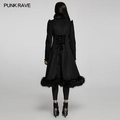 WY-1414ECF Goth gorgeous faux wool long coat?-??Punk Rave Clothing