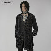 WY-1416ZCM Goth medium length velvet shirt?-??Punk Rave Clothing