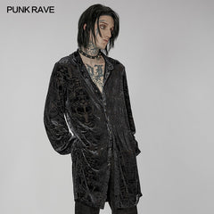 WY-1416ZCM Goth medium length velvet shirt?-??Punk Rave Clothing