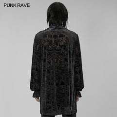 WY-1416ZCM Goth medium length velvet shirt?-??Punk Rave Clothing
