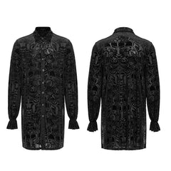 WY-1416ZCM Goth medium length velvet shirt?-??Punk Rave Clothing