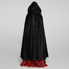 WY-1423DPF Elegant Gothic Faux Fur Hooded Cloak Long Coat?-??Punk Rave Clothing