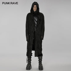 WY-1425XCM Dark pleated knitted long coat?-??Punk Rave Clothing
