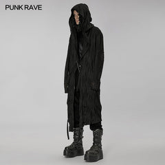 WY-1425XCM Dark pleated knitted long coat?-??Punk Rave Clothing