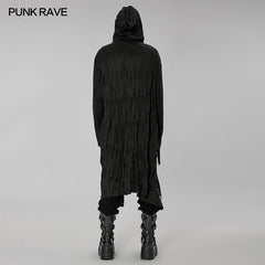 WY-1425XCM Dark pleated knitted long coat?-??Punk Rave Clothing