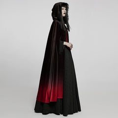 WY-1426DPF Velvet Gradient Hooded Gothic Coat With Lace Trim Detailing?-??Punk Rave Clothing