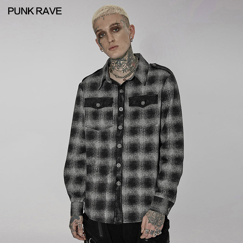 WY-1427CCM Punk Plaid Shirt?-??Punk Rave Clothing