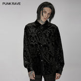 WY-1428CCM Loose Goth Print Shirt?-??Punk Rave Clothing