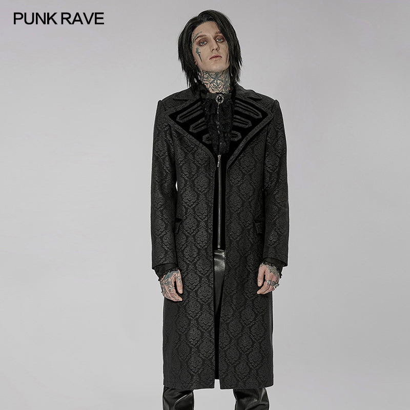 WY-1430XCM Goth print medium length coat?-??Punk Rave Clothing