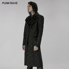 WY-1430XCM Goth print medium length coat?-??Punk Rave Clothing