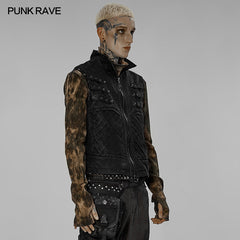 WY-1439DQM Post-apocalyptic style distressed vest?-??Punk Rave Clothing