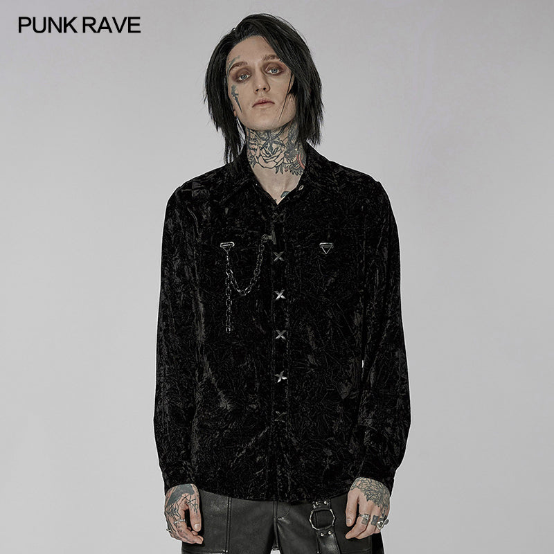 WY-1441CCM 2022 Gothic daily velvet shirt?-??Punk Rave Clothing