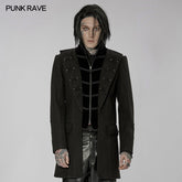 WY-1442XCM Goth faux wool coat?-??Punk Rave Clothing