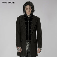 WY-1442XCM Goth faux wool coat?-??Punk Rave Clothing