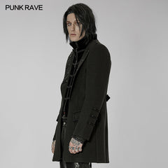 WY-1442XCM Goth faux wool coat?-??Punk Rave Clothing