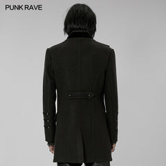 WY-1442XCM Goth faux wool coat?-??Punk Rave Clothing