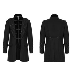 WY-1442XCM Goth faux wool coat?-??Punk Rave Clothing