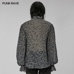 WY-1446CCM Goth embossed shirt?-??Punk Rave Clothing